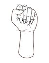 Female arm and fist raised into the air. Pride symbol for feminism and fiminist or lgbt community. Sign for equality and freedom